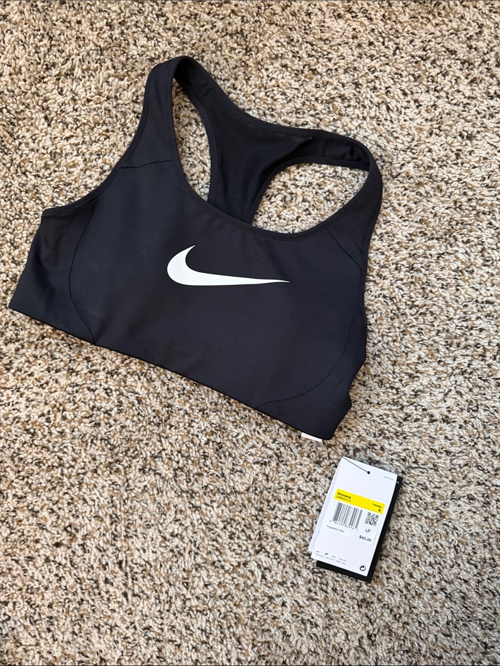 Nike Black Sports Bra with White Swoosh